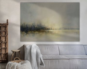 Minimalistische abstrakte Landschaft mit Nebel und Licht von BowiScapes – Landschaftskunst