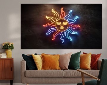 Smiley neon zon in kleur panorama