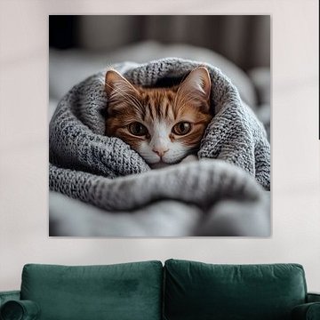 red cat under blanket - photo