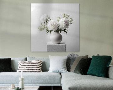 Ivory Peony Repose A Soft Monochromatic Floral Study