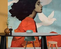 Voorbeeld van het werk in een kamer