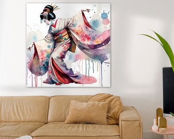 Geisha-Tänzerin mit fließendem Kimono