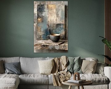 Dunkles Stillleben in Erdtönen und Blaugrau, Minimalismus von Joriali Fine Art