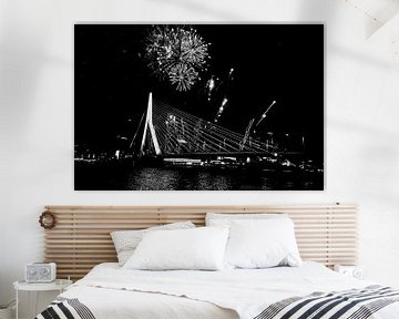 Het Nationale Vuurwerk Erasmusbrug Rotterdam 2015 van Peter Dreuning