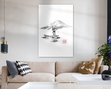 fisherman and fuji by Péchane Sumie