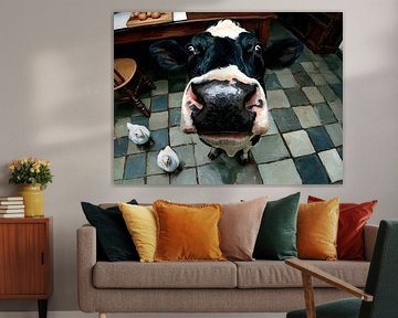 Cow in the kitchen by Lauren Wilde