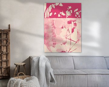 Neon-Rosa und Weiß. Bunte abstrakte Kunst in leuchtenden Farben von Dina Dankers