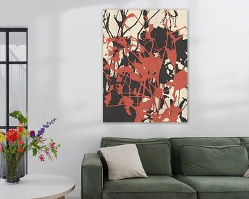 Botanischer Abstrakt. Organische Formen in Terrakotta, schwarz auf weiß. von Dina Dankers