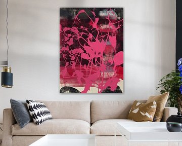 Rosa Blumen. Bunte abstrakte Kunst in leuchtenden Farben von Dina Dankers