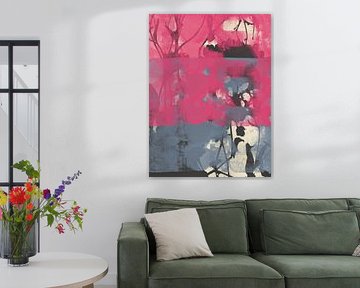 Rosa, blau, schwarz. Bunte abstrakte Kunst in leuchtenden Farben von Dina Dankers