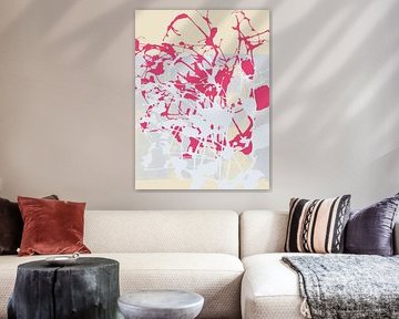 Roze en lichtblauwe bloemen. Kleurrijke abstracte kunst in levendige kleuren