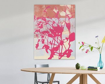 Neonrosa Blumen. Bunte abstrakte Kunst in leuchtenden Farben von Dina Dankers