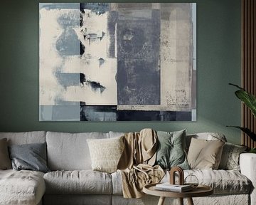 Art abstrait minimaliste dans les tons neutres noir, blanc et taupe sur Dina Dankers