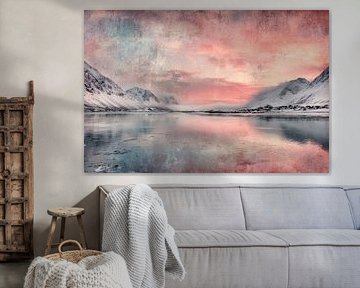 Winterliche Bergkulisse bei Sonnenuntergang - Bildende Kunst von BowiScapes – Kunst und urbane Wandgestaltung