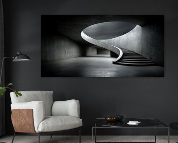 Betonnen spiraalhelling in open ruimte van Klaus Tesching - Art-AI