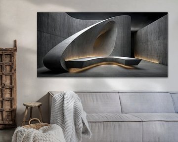 Geschwungene Betonstruktur mit integrierter Sitzfläche von Klaus Tesching - Art-AI