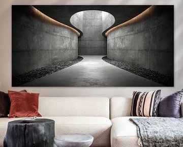 Gebogener Betonflur mit Lichtöffnung von Klaus Tesching - Art-AI
