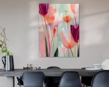 Pastellfarbene Tulpen in Bewegung von Mosaic Dialogue