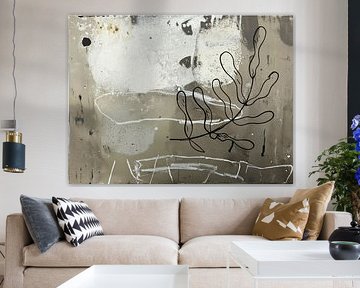 Wabi-Sabi Art - Feuille botanique sur structure en béton dans le style japonais