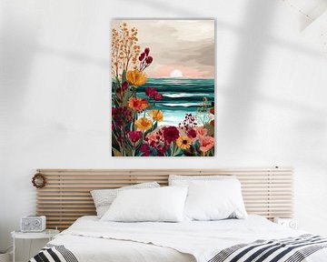 Blumen am Meer bei Sonnenuntergang von Gypsy Galleria