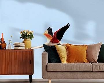 Vliegende flamingo van Patrick Haleyt Photography