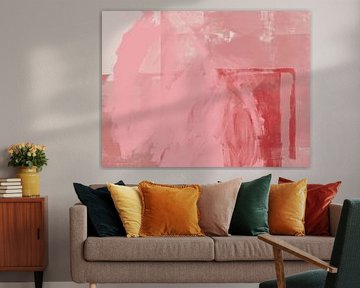 Abstrakte minimalistische Kunst in Pastellfarben. Rot, rosa, weiß