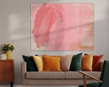 Abstrakte minimalistische Kunst in Pastellfarben rosa, ocker, weiß von Dina Dankers