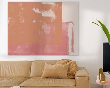 Minimalist abstract art in white, ocher, and pastel pink by Dina Dankers