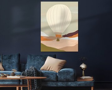 Hot air balloon over Soft Hill landscape by Anna Benge