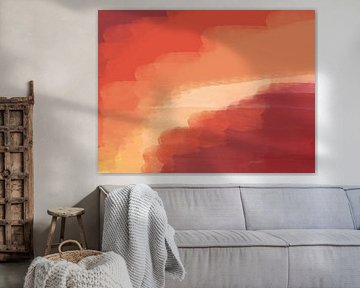 Colorful abstract watercolor landscape warm earthy colors