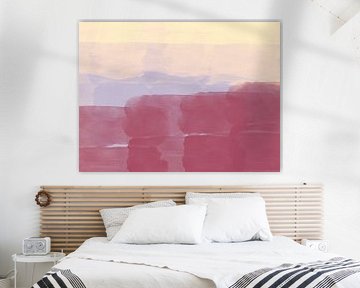 Colorful abstract watercolor landscape in purple, lilac and yellow