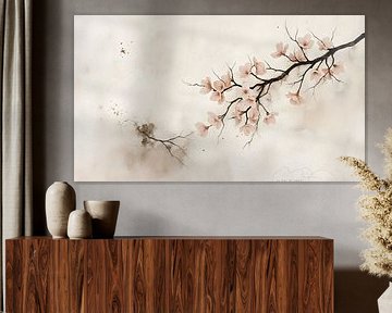 Wabi sabi Silence in Bloom - Abstrakte japanische Harmonie von Jolique Arte
