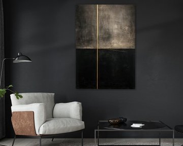 Abstract Painting - Black Grey with Golden Lines by Joriali Abstract