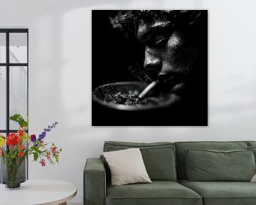 Aschenbecher und Mann mit Zigarette von TheXclusive Art