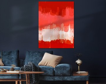 Bunte abstrakte minimalistische Landschaft in rot und weiß von Abstrakte minimalistische Kunst