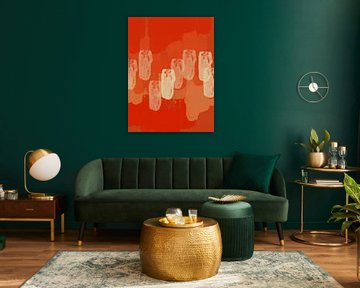 Abstract shapes in orange, red and white by Abstract Minimalist Art