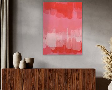 Abstrakte Kunst in Rosa, Rot, Weiß von Abstrakte minimalistische Kunst