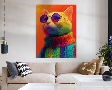 Chat coloré avec lunettes de soleil