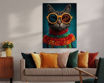 Chat coloré avec des lunettes