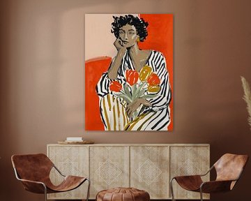 Femme avec des fleurs