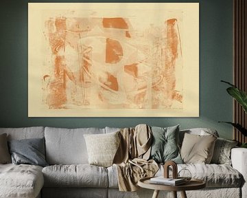 Abstrakte, minimalistische, organische Formen in Weiß und Orange von Abstrakte minimalistische Kunst