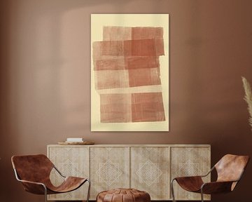 Abstraktes Wabi-Sabi in warmem Braun und Weiß von Abstrakte minimalistische Kunst