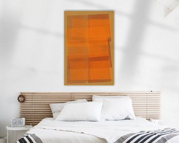 Wabi-Sabi abstrakte minimalistische Kunst in Orange, Braun, Ocker von Abstrakte minimalistische Kunst