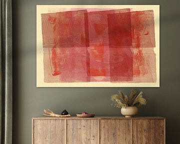 Japandi. Abstrakte Formen in Dunkelrot und Weiß von Abstrakte minimalistische Kunst