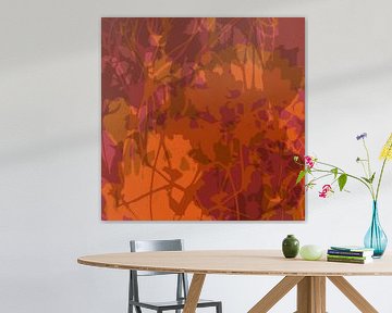 Abstrakte botanische Kunst in Retro-Farben. von Abstrakte minimalistische Kunst