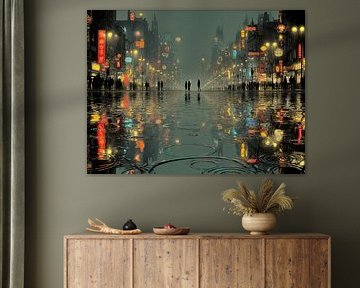 Neonlichter im Regen