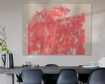 Blumen in Rot auf Taupe von Dina Dankers