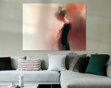 Abstract portret met warme rode tinten van Lauren Wilde