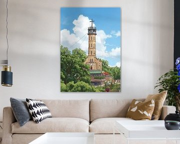 The Wilhelmina Tower in Valkenburg, a striking past in illustration by Flachsfotografie