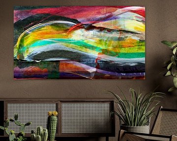 Playful dolphins hidden in abstract waves. by Tymn Lintell